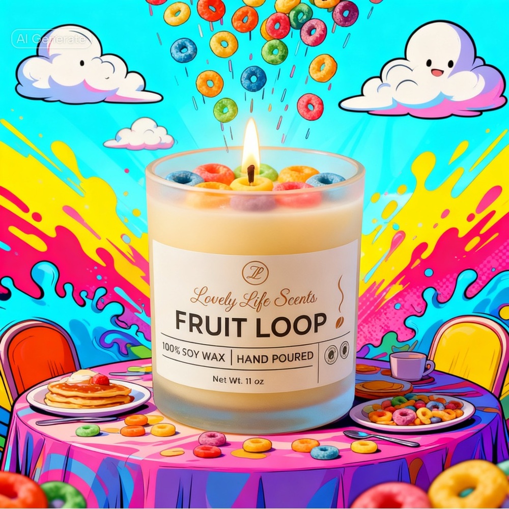 Fruit Loop Scented 11oz Premium Soy Wax Candle from Lovely Life Scents - Picture 3 of 5